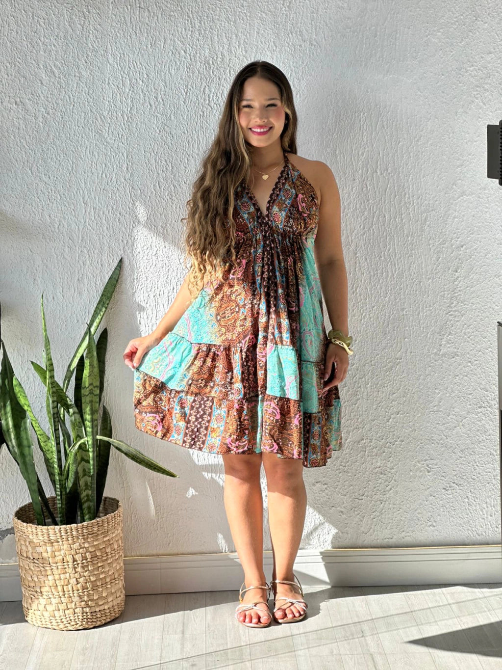 Vestido indiano seda curto