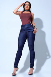 Calça Jeans Feminina Modeladora Detalhe Barra - CH943