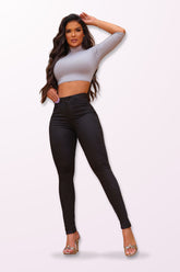 Calça Jeans Modeladora Preta Que Não Desbota - CH74