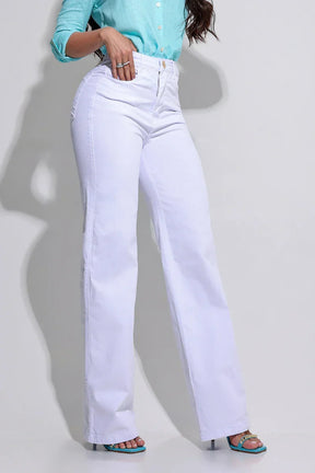 Calça Wide Leg Modeladora Fantátisca Branca - CH104