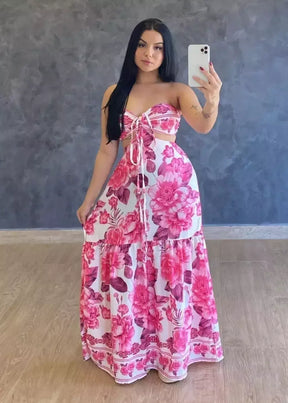 Vestido Longo Crepe de Seda Dayane Rosa Pink