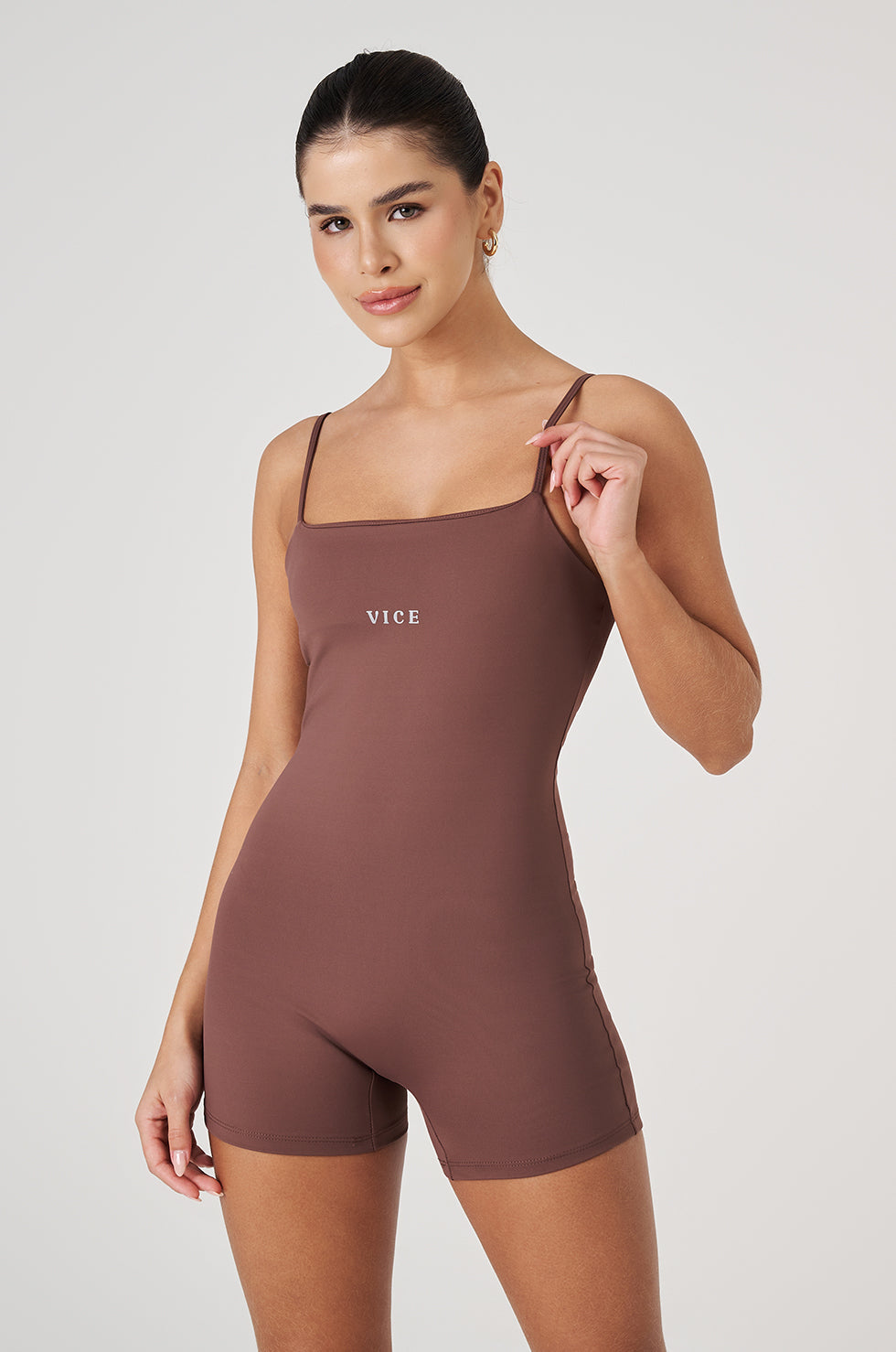 Macaquinho Fitness Vice Poliamida Elastic - Coffee