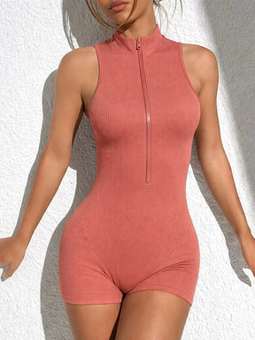 Kit 2 Macaquinho Canelado Curto Com Zíper Frontal