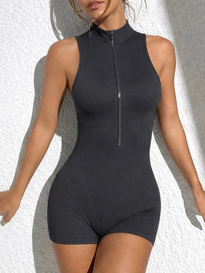 Kit 2 Macaquinho Canelado Curto Com Zíper Frontal