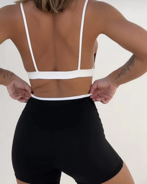 Conjunto Top + Shorts Fitness Feminino com Zero Transparência – Poliamida, Proteção UV50+