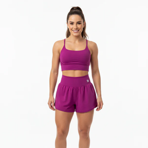 Kit 2 Conjunto Short Duplo + Top com Bojo Removível