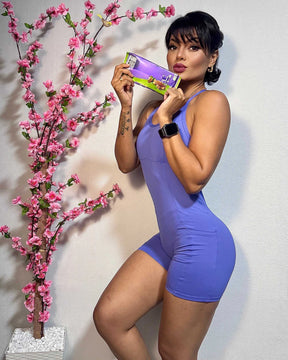 Macaquinho Fitness Virginia – Alças Trançadas, Costas Abertas e Bolsos Laterais